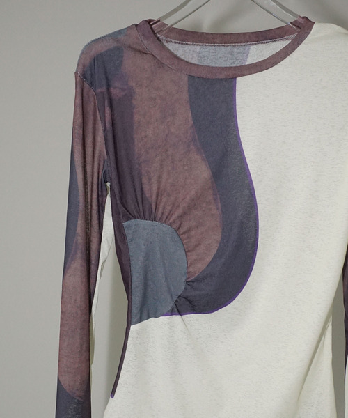 chuclla（チュクラ）の「シアーパネル ミックスカラー トップス chw26s011（Tシャツ/カットソー・レディース・ブラウン系その他・FREE）」の12枚目の写真