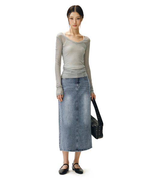 DECET WOMEN(デケット ウーマン)の「シグネチャーロングスカート DCSK003LBlueB(スカート・レディース・その他・SMALL/MEDIUM/LARGE/X-SMALL)」の5枚目の写真