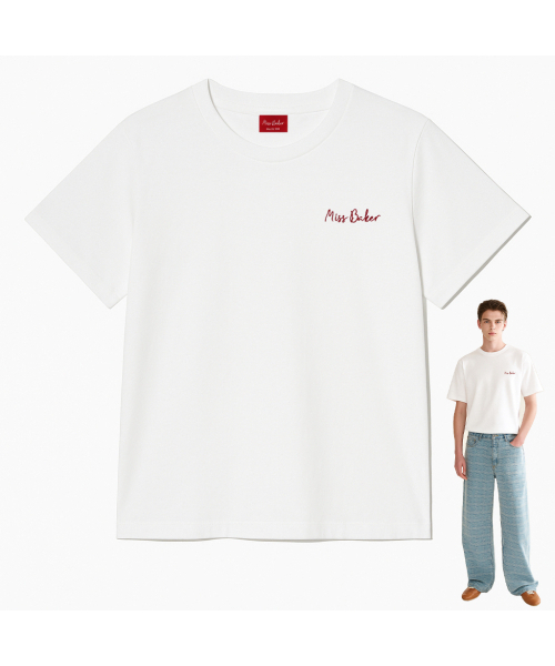 MISS BAKER（ミス ベイカー）の「スモールロゴ刺繍Tシャツホワイト(メンズ)（Tシャツ/カットソー・メンズ・ホワイト・LARGE/X-LARGE）」の4枚目の写真