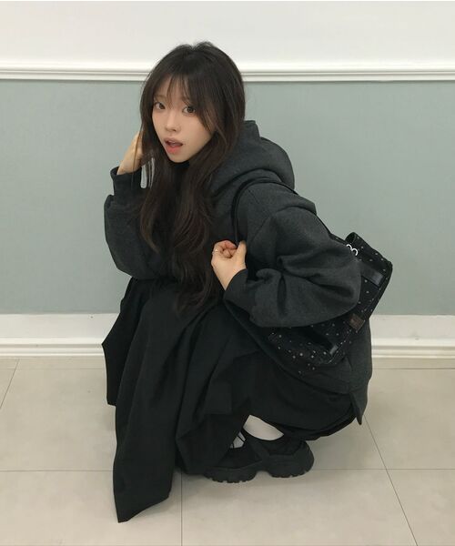 FLAREUP(フレアアップ)の「Double Hoodie (FL-101_Charcoal)(パーカー・レディース・チャコール・2/1)」の10枚目の写真