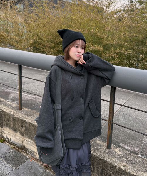 FLAREUP(フレアアップ)の「Double Hoodie (FL-101_Charcoal)(パーカー・レディース・チャコール・2/1)」の22枚目の写真