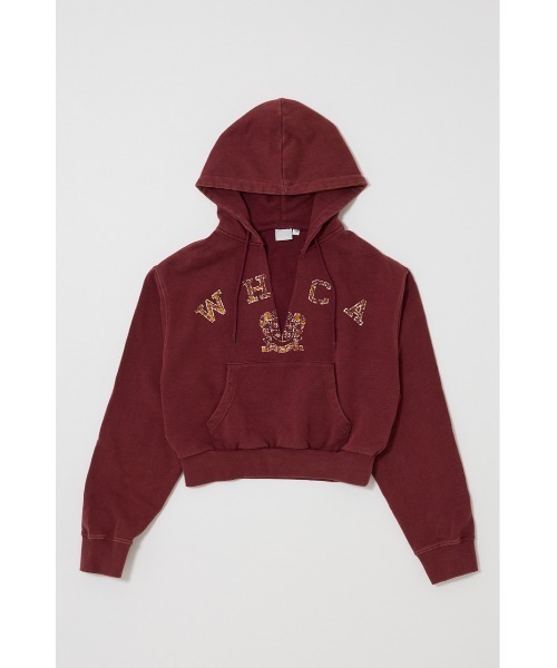 MOUSSY(マウジー)の「RUGGED LOGO フ―ディー(スウェット・レディース・杢グレー/マジェンタ・FREE)」の9枚目の写真