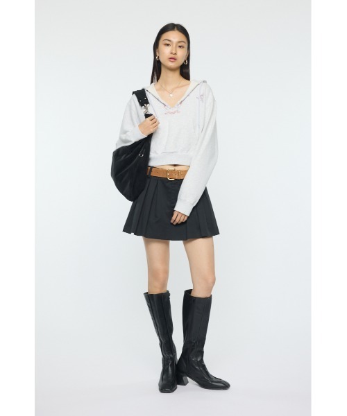 MOUSSY(マウジー)の「RUGGED LOGO フ―ディー(スウェット・レディース・杢グレー/マジェンタ・FREE)」の11枚目の写真