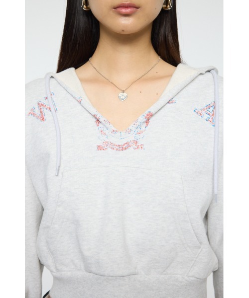 MOUSSY(マウジー)の「RUGGED LOGO フ―ディー(スウェット・レディース・杢グレー/マジェンタ・FREE)」の14枚目の写真