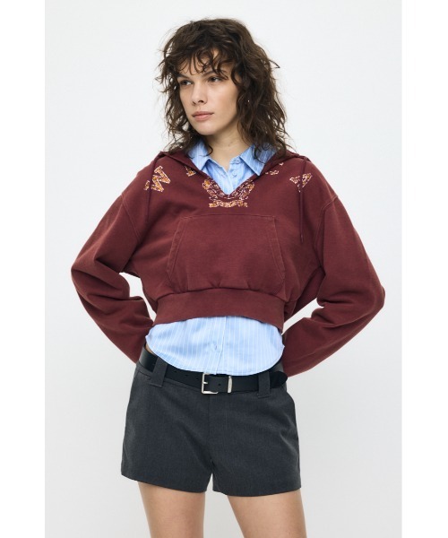 MOUSSY(マウジー)の「RUGGED LOGO フ―ディー(スウェット・レディース・杢グレー/マジェンタ・FREE)」の7枚目の写真