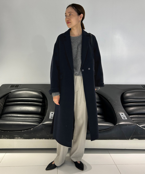SLOBE IENA(スローブイエナ)の「ダブルフェイスチェスターコート(チェスターコート・レディース・ネイビー・38/36)」の3枚目の写真