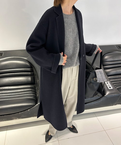 SLOBE IENA(スローブイエナ)の「ダブルフェイスチェスターコート(チェスターコート・レディース・ネイビー・38/36)」の4枚目の写真