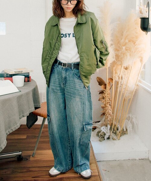 CIAOPANIC TYPY（チャオパニックティピー）の「【UNISEX】バルーンカーブカーゴデニムパンツ（デニムパンツ・レディース・ブラック/ブルー/ホワイト/ベージュ・MEDIUM/LARGE）」の22枚目の写真