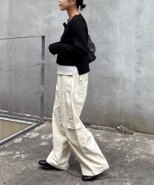 CIAOPANIC TYPY（チャオパニックティピー）の「【UNISEX】バルーンカーブカーゴデニムパンツ（カーゴパンツ・レディース・ブラック/ブルー/ホワイト/ベージュ・MEDIUM/LARGE）」の7枚目の写真