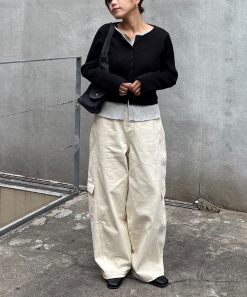 CIAOPANIC TYPY（チャオパニックティピー）の「【UNISEX】バルーンカーブカーゴデニムパンツ（カーゴパンツ・レディース・ブラック/ブルー/ホワイト/ベージュ・MEDIUM/LARGE）」の8枚目の写真