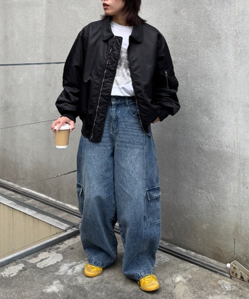 CIAOPANIC TYPY（チャオパニックティピー）の「【UNISEX】バルーンカーブカーゴデニムパンツ（カーゴパンツ・レディース・ブラック/ブルー/ホワイト/ベージュ・MEDIUM/LARGE）」の14枚目の写真