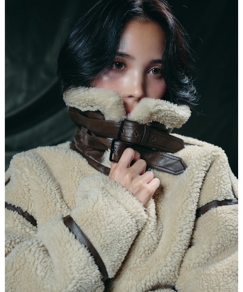 #Re:room（リルーム）の「ボアB-3ジャケット（ムートンコート・メンズ・ベージュ/ブラック・S-M/M-L）」の17枚目の写真