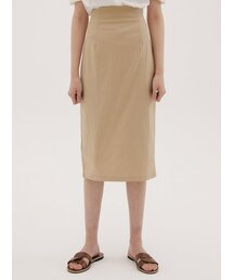 FSK LINEN BACK SLIT SKIRT BEIGE