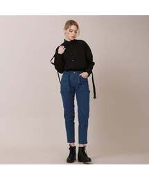 WunderGeist（ワンダーガイスト）の「オーバーサイズウィングカラーバルーンスリーブストリングブラウス（ブラック）（シャツ/ブラウス）」