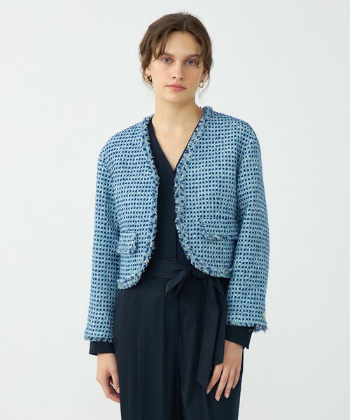 BALLSEY（ボールジィ）の「ペペローニツイード ショートジャケット（ノーカラージャケット・レディース・ベージュ系その他/ブルー系その他・36）」の4枚目の写真
