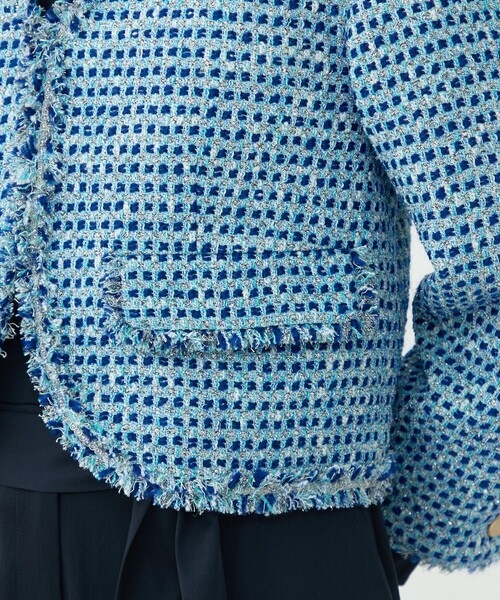 BALLSEY（ボールジィ）の「ペペローニツイード ショートジャケット（ノーカラージャケット・レディース・ベージュ系その他/ブルー系その他・36）」の7枚目の写真