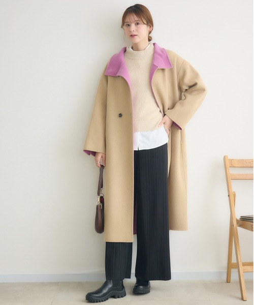 KATHARINE ROSS（キャサリンロス）の「【KATHARINE ROSS】バイカラーダブルビーバーコート（その他アウター・レディース・ベージュ/アイボリー/ブルー・FREE）」の11枚目の写真