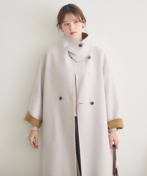 KATHARINE ROSS（キャサリンロス）の「【KATHARINE ROSS】バイカラーダブルビーバーコート（その他アウター・レディース・ベージュ/アイボリー/ブルー・FREE）」の9枚目の写真