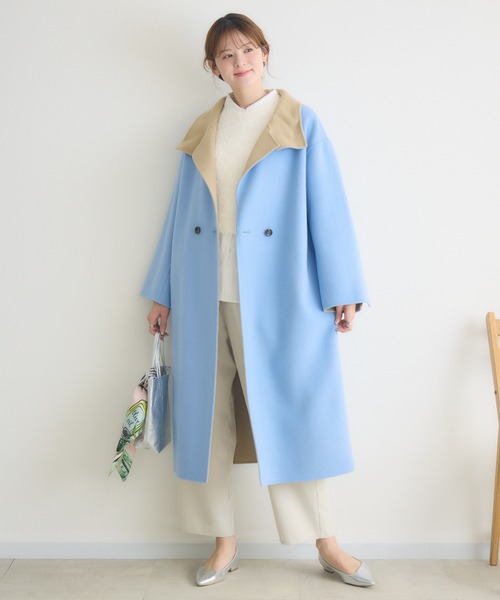 KATHARINE ROSS（キャサリンロス）の「【KATHARINE ROSS】バイカラーダブルビーバーコート（その他アウター・レディース・ベージュ/アイボリー/ブルー・FREE）」の18枚目の写真