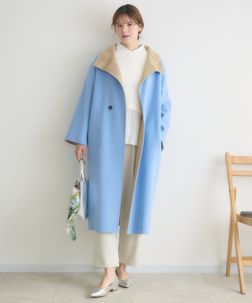 KATHARINE ROSS（キャサリンロス）の「【KATHARINE ROSS】バイカラーダブルビーバーコート（その他アウター・レディース・ベージュ/アイボリー/ブルー・FREE）」の19枚目の写真