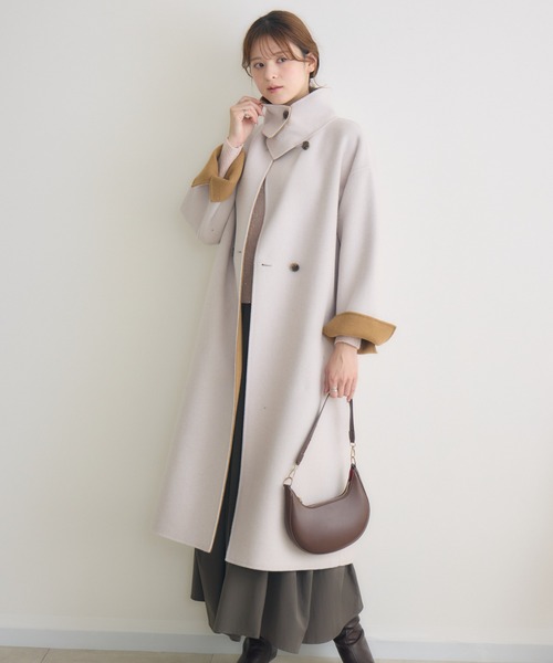 KATHARINE ROSS（キャサリンロス）の「【KATHARINE ROSS】バイカラーダブルビーバーコート（その他アウター・レディース・ベージュ/アイボリー/ブルー・FREE）」の8枚目の写真