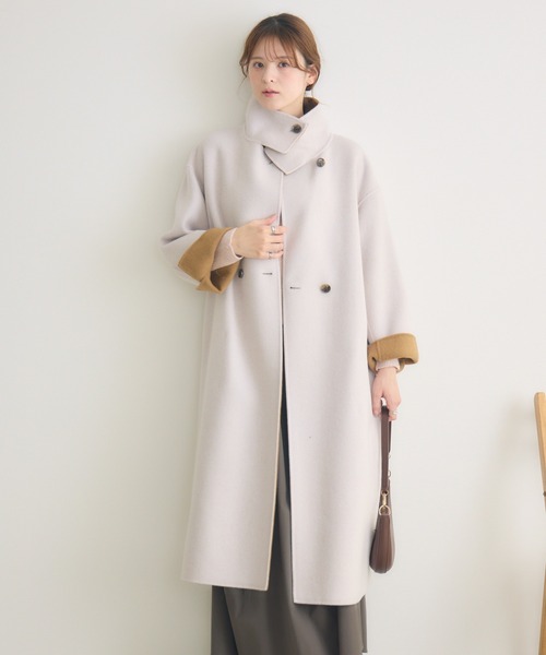 KATHARINE ROSS（キャサリンロス）の「【KATHARINE ROSS】バイカラーダブルビーバーコート（その他アウター・レディース・ベージュ/アイボリー/ブルー・FREE）」の7枚目の写真