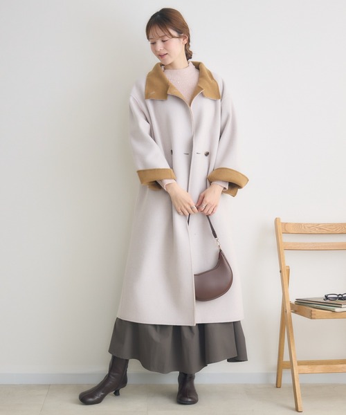 KATHARINE ROSS（キャサリンロス）の「【KATHARINE ROSS】バイカラーダブルビーバーコート（その他アウター・レディース・ベージュ/アイボリー/ブルー・FREE）」の5枚目の写真