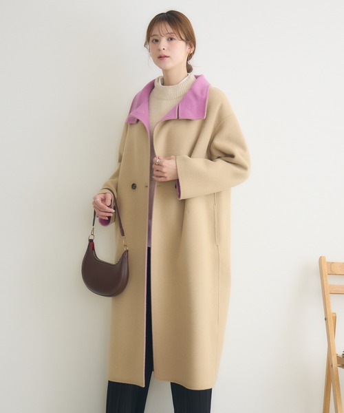 KATHARINE ROSS（キャサリンロス）の「【KATHARINE ROSS】バイカラーダブルビーバーコート（その他アウター・レディース・ベージュ/アイボリー/ブルー・FREE）」の14枚目の写真