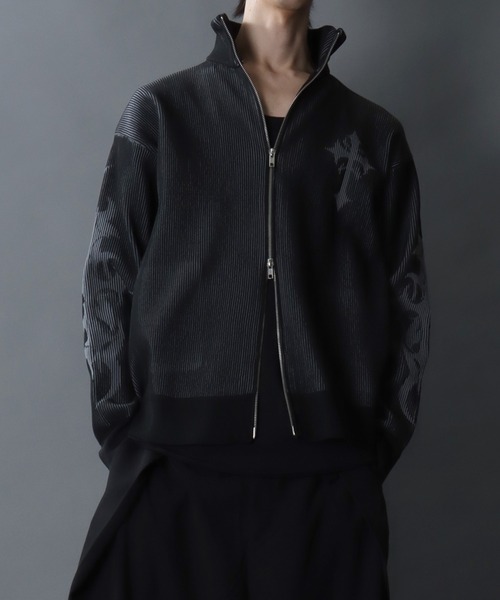 SITRY(シトリー)の「Trival Logo Knit Blouzon/トライバルロゴ オーバーサイズ ドローコード ニット ブルゾン ドライバーズニット(カーディガン/ボレロ・メンズ・ホワイト/ブラック・L/M)」の20枚目の写真