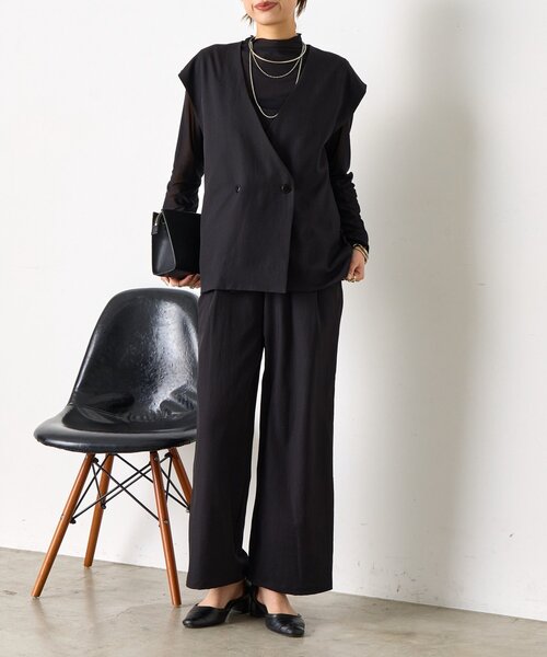 Jena espace merveilleux（ジェナ　エスパスメルヴェイユ）の「【オケージョン/3点セット】ベストシアーセットアップ（ワンピース・レディース・チャコールグレー/ブラック・FREE）」の3枚目の写真