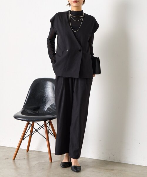 Jena espace merveilleux（ジェナ　エスパスメルヴェイユ）の「【オケージョン/3点セット】ベストシアーセットアップ（ワンピース・レディース・チャコールグレー/ブラック・FREE）」の4枚目の写真