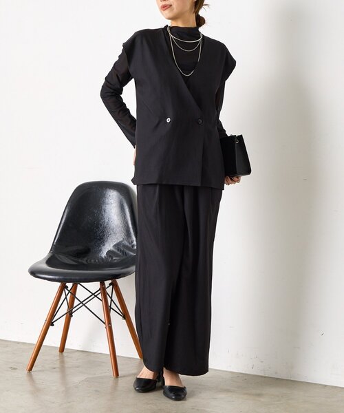 Jena espace merveilleux（ジェナ　エスパスメルヴェイユ）の「【オケージョン/3点セット】ベストシアーセットアップ（ワンピース・レディース・チャコールグレー/ブラック・FREE）」の5枚目の写真