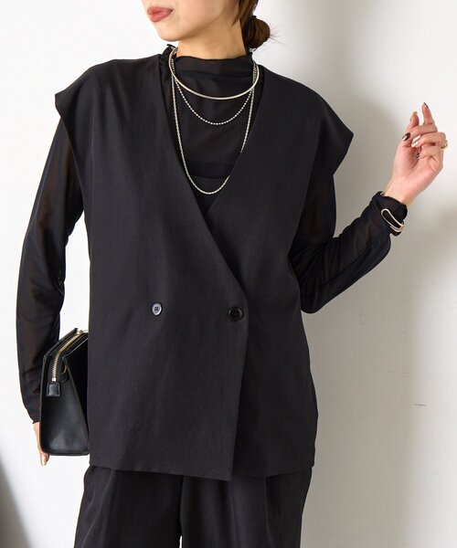 Jena espace merveilleux（ジェナ　エスパスメルヴェイユ）の「【オケージョン/3点セット】ベストシアーセットアップ（ワンピース・レディース・チャコールグレー/ブラック・FREE）」の7枚目の写真