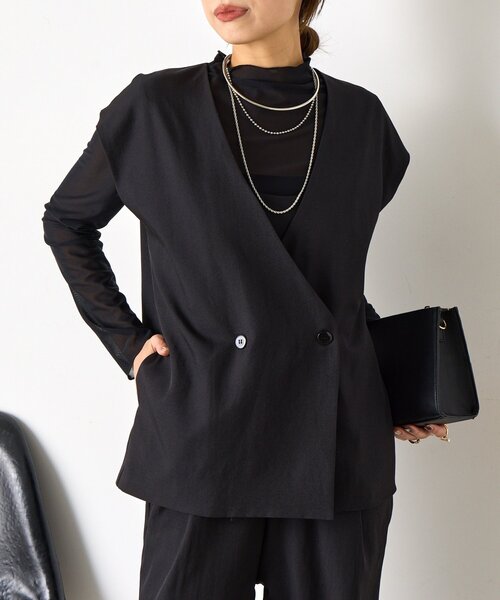 Jena espace merveilleux（ジェナ　エスパスメルヴェイユ）の「【オケージョン/3点セット】ベストシアーセットアップ（ワンピース・レディース・チャコールグレー/ブラック・FREE）」の11枚目の写真