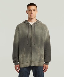 Sunfaded Loose Hoodie Knit Jacket/サンフェード加工オーバーサイズルーズニットパーカー