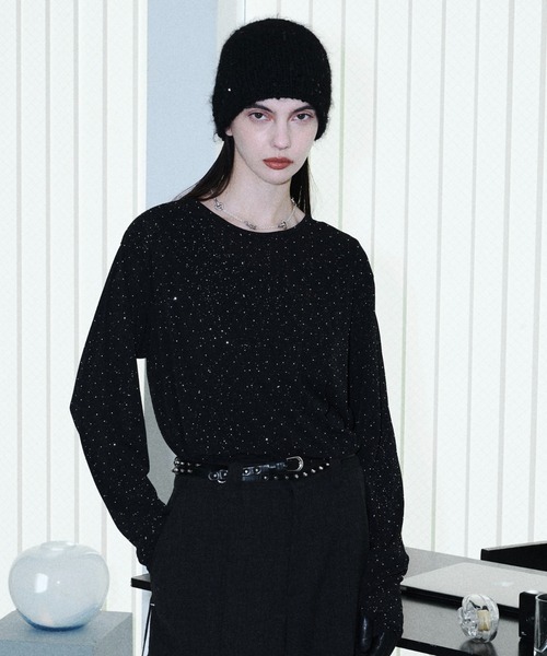 seyto(セイト)の「Rhinestone gritch cut saw / ラインストーングリットカットソー(Tシャツ/カットソー・メンズ・ブラック・2/3)」の1枚目の写真