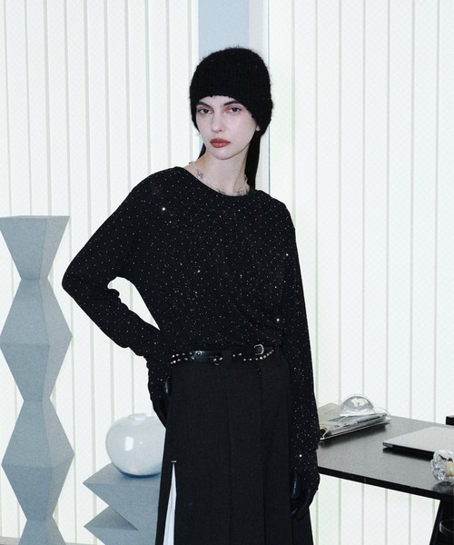 seyto(セイト)の「Rhinestone gritch cut saw / ラインストーングリットカットソー(Tシャツ/カットソー・メンズ・ブラック・2/3)」の2枚目の写真
