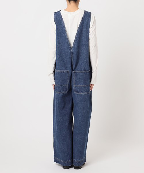 ULT デニムバックVネックオールインワン（つなぎ/オールインワン