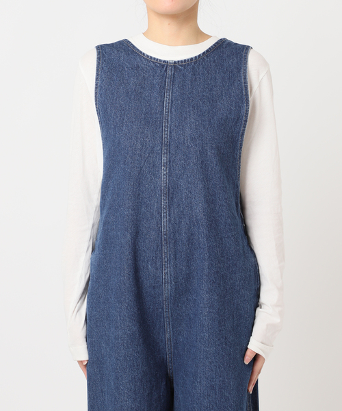 ULT デニムバックVネックオールインワン（つなぎ/オールインワン