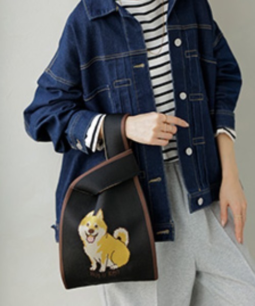 HUG.U(ハグユー)の「いぬ & ねこ ニットバッグ(エコバッグ/サブバッグ・レディース・ベージュ系その他/ブラック系その他2/ブラック/レッド系その他2/ブラック系その他/グリーン系その他2/ベージュ/ベージュ系その他2・FREE)」の2枚目の写真