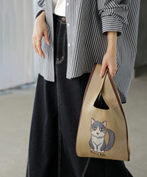 HUG.U(ハグユー)の「いぬ & ねこ ニットバッグ(エコバッグ/サブバッグ・レディース・ベージュ系その他/ブラック系その他2/ブラック/レッド系その他2/ブラック系その他/グリーン系その他2/ベージュ/ベージュ系その他2・FREE)」の11枚目の写真