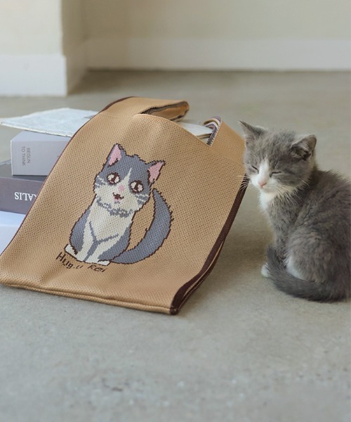 HUG.U(ハグユー)の「いぬ & ねこ ニットバッグ(エコバッグ/サブバッグ・レディース・ベージュ系その他/ブラック系その他2/ブラック/レッド系その他2/ブラック系その他/グリーン系その他2/ベージュ/ベージュ系その他2・FREE)」の13枚目の写真