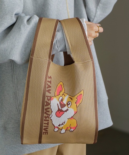 HUG.U(ハグユー)の「いぬ & ねこ ニットバッグ(エコバッグ/サブバッグ・レディース・ベージュ系その他/ブラック系その他2/ブラック/レッド系その他2/ブラック系その他/グリーン系その他2/ベージュ/ベージュ系その他2・FREE)」の14枚目の写真