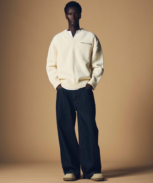 CIRCLEE(サークリー)の「CIRCLEE(サークリー)ハイウエスト デニムワイドパンツ(デニムパンツ・メンズ・ブラック・M)」の2枚目の写真