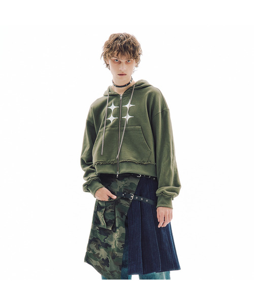 TRIPSHOP(トリップショップ)の「パンクスラッシュフードジップアップ(パーカー・レディース・カーキ・SMALL/MEDIUM/LARGE)」の1枚目の写真