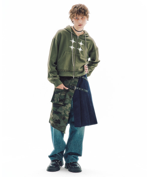 TRIPSHOP(トリップショップ)の「パンクスラッシュフードジップアップ(パーカー・レディース・カーキ・SMALL/MEDIUM/LARGE)」の4枚目の写真
