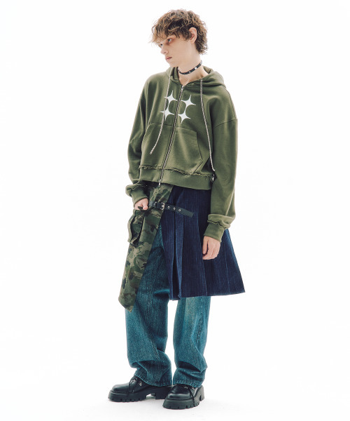 TRIPSHOP(トリップショップ)の「パンクスラッシュフードジップアップ(パーカー・レディース・カーキ・SMALL/MEDIUM/LARGE)」の5枚目の写真