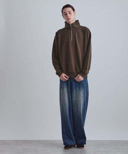 tk.TAKEO KIKUCHI(ティーケータケオキクチ)の「ハーフジップスウェット(スウェット・メンズ・ダークブラウン/ホワイト/ネイビー/ブラック・02/01/03)」の13枚目の写真