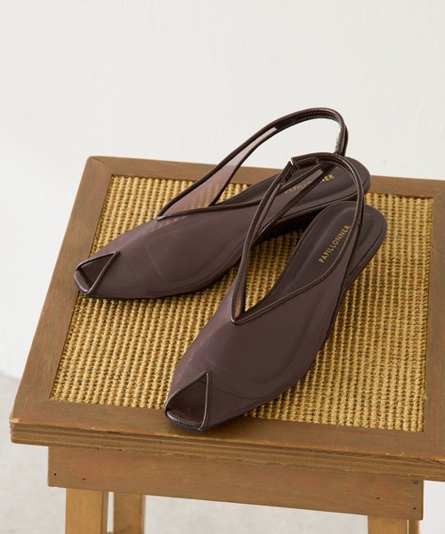 PAPILLONNER（パピヨネ）の「PAPILLONNER/メッシュオープントゥ（サンダル・レディース・ブラック/キャメル/ブラウン・L/M/S）」の2枚目の写真