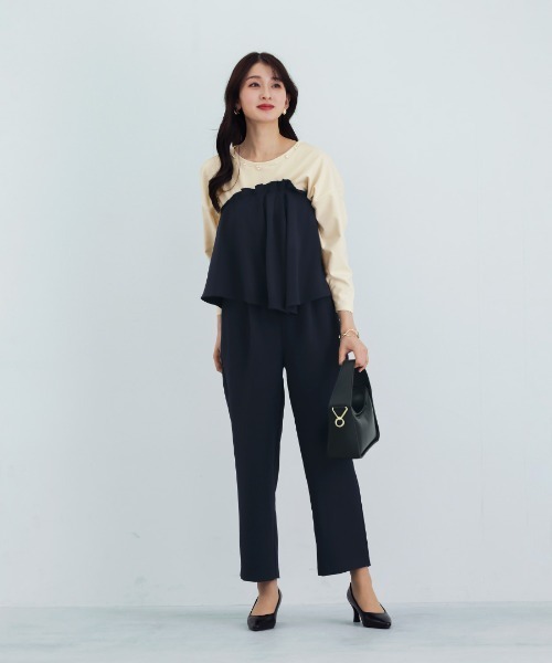 White Collection（ホワイトコレクション）の「【 ディテール映え 】 ドライタッチフライス・ランダムパールライクドルマンブラウス（シャツ/ブラウス・レディース・ネイビー/ブラック/アイボリー・M/S）」の6枚目の写真